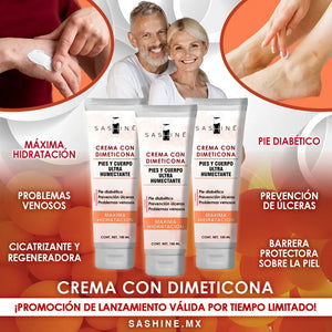 SASHINE CREMA HUMECTANTE DIMETICONA PIE DIABETICO 100ml
