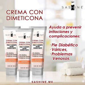 SASHINE CREMA HUMECTANTE DIMETICONA PIE DIABETICO 100ml