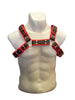 PECHERA DE CUERO PARA HOMBRE - ROJO CON NEGRO